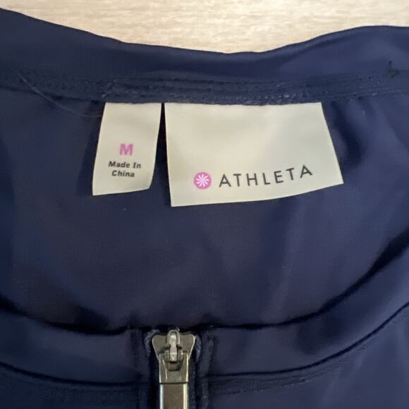 Athleta‎ Navy Blue Half Zip Tank Top Ruched Drawstring Sleeveless - Picture 4 of 8